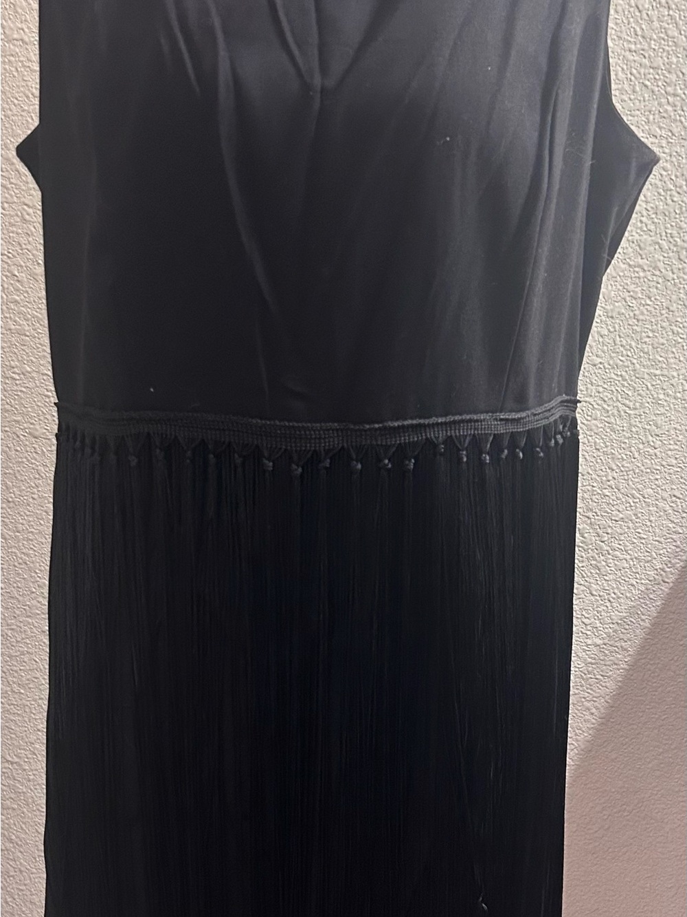 Black Sleeveless Fringe Midi Dress - Elegant Evening Wear